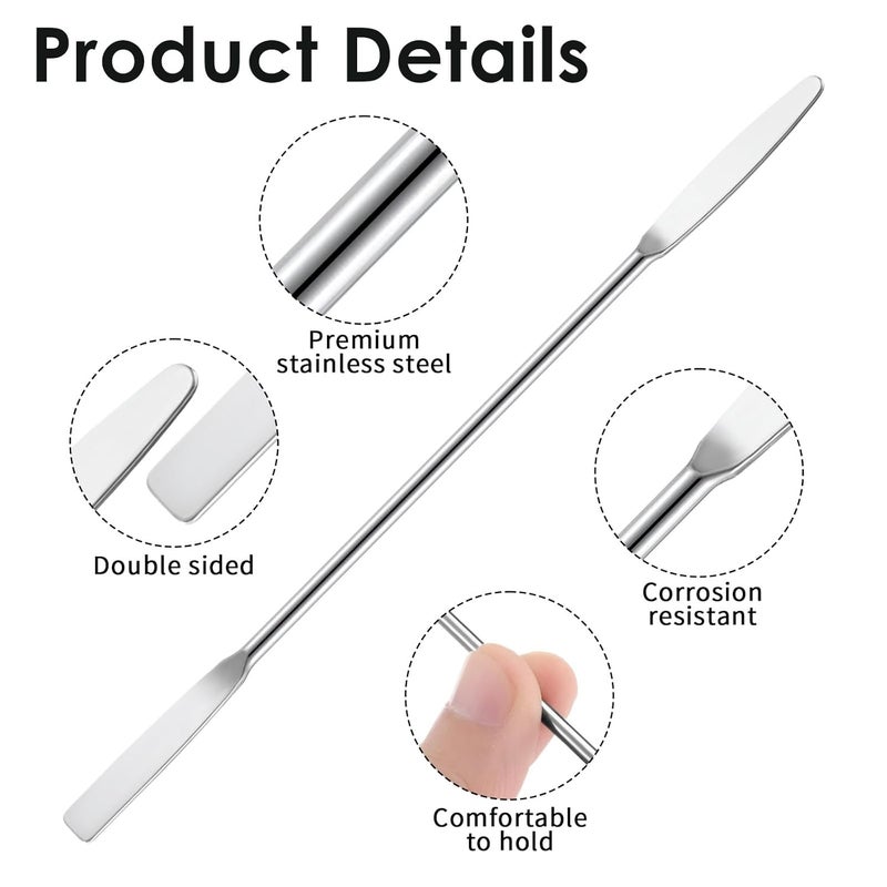 Andibro 7 Pcs Micro Metal Spatula, 6"Lab Spatula Double Ended Micro Spatula Stainless Steel Mini Square/Round End for Mixing Cosmetics Kitchen Laboratories - Image 3